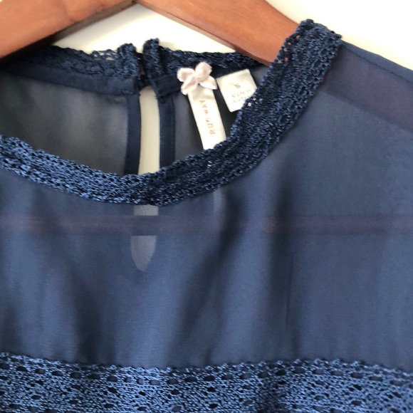NWOT LC Lauren Conrad Runway Sheer Navy Top, S - Picture 2 of 4